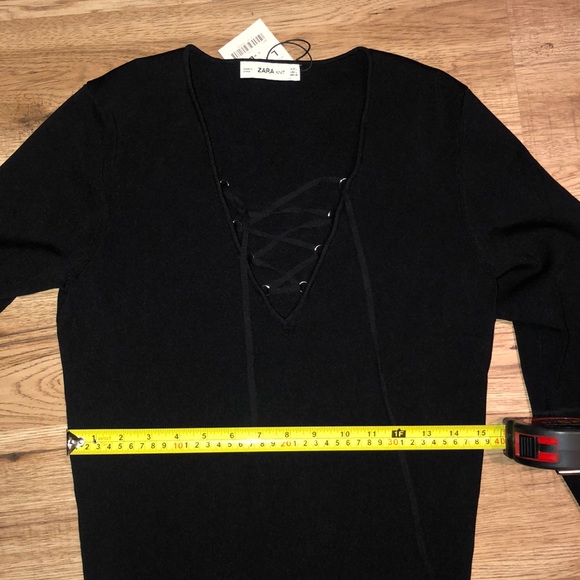 NEW!!! HP 🥳🥳Zara Black Low Cut Sweater with Ties - Picture 6 of 9